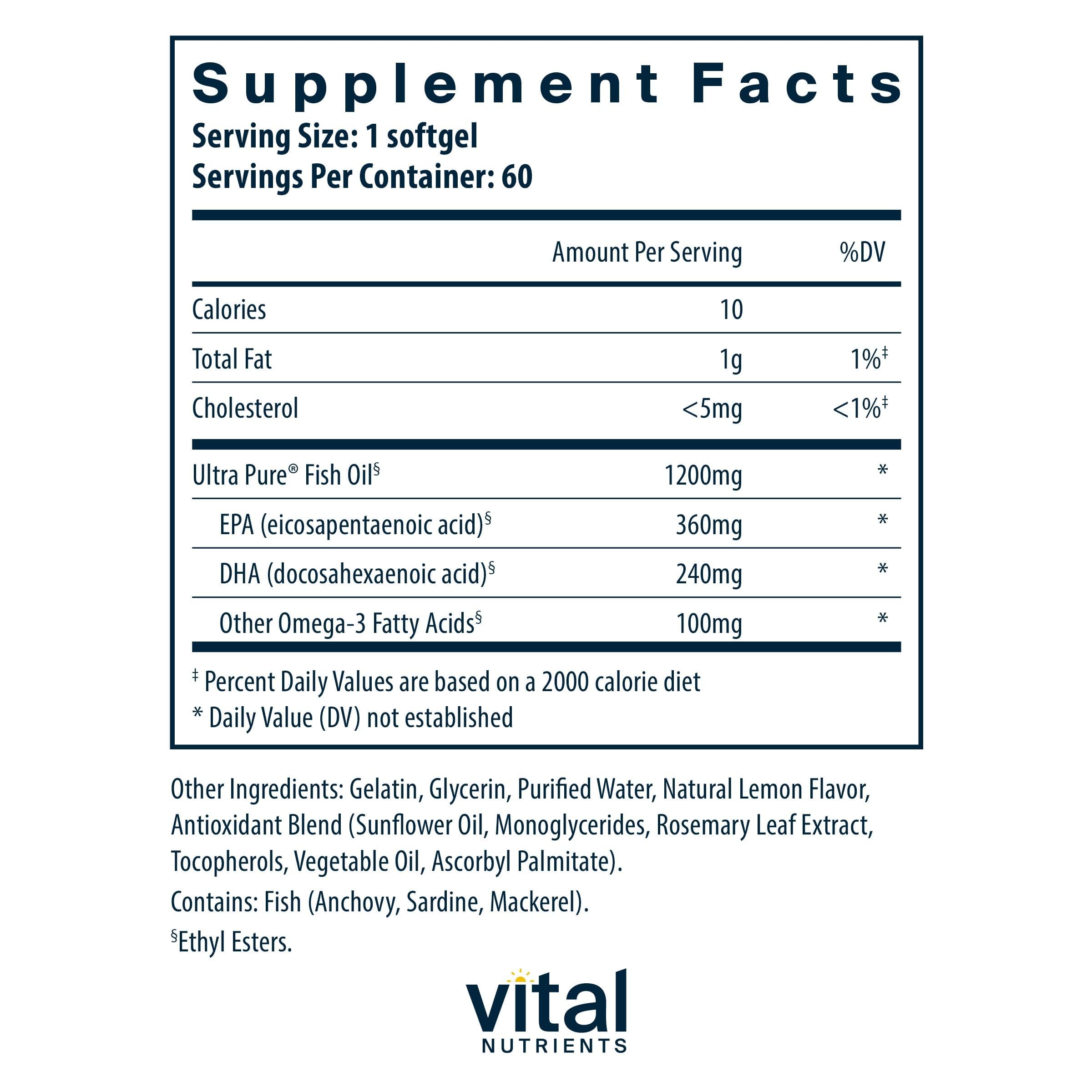 Vital Nutrients primer plano de softgel mostrando textura y pureza del aceite