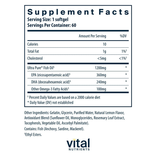 Vital Nutrients primer plano de softgel mostrando textura y pureza del aceite