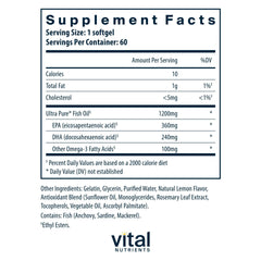 Vital Nutrients primer plano de softgel mostrando textura y pureza del aceite