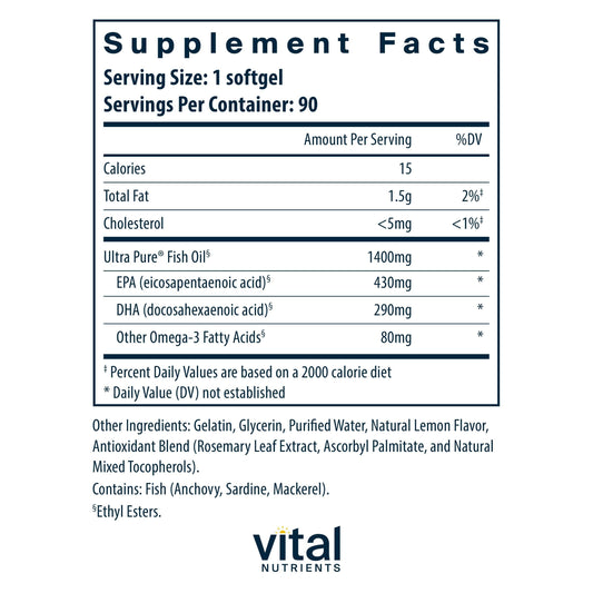 Closeup de softgel Vital Nutrients que muestra textura brillante y pureza