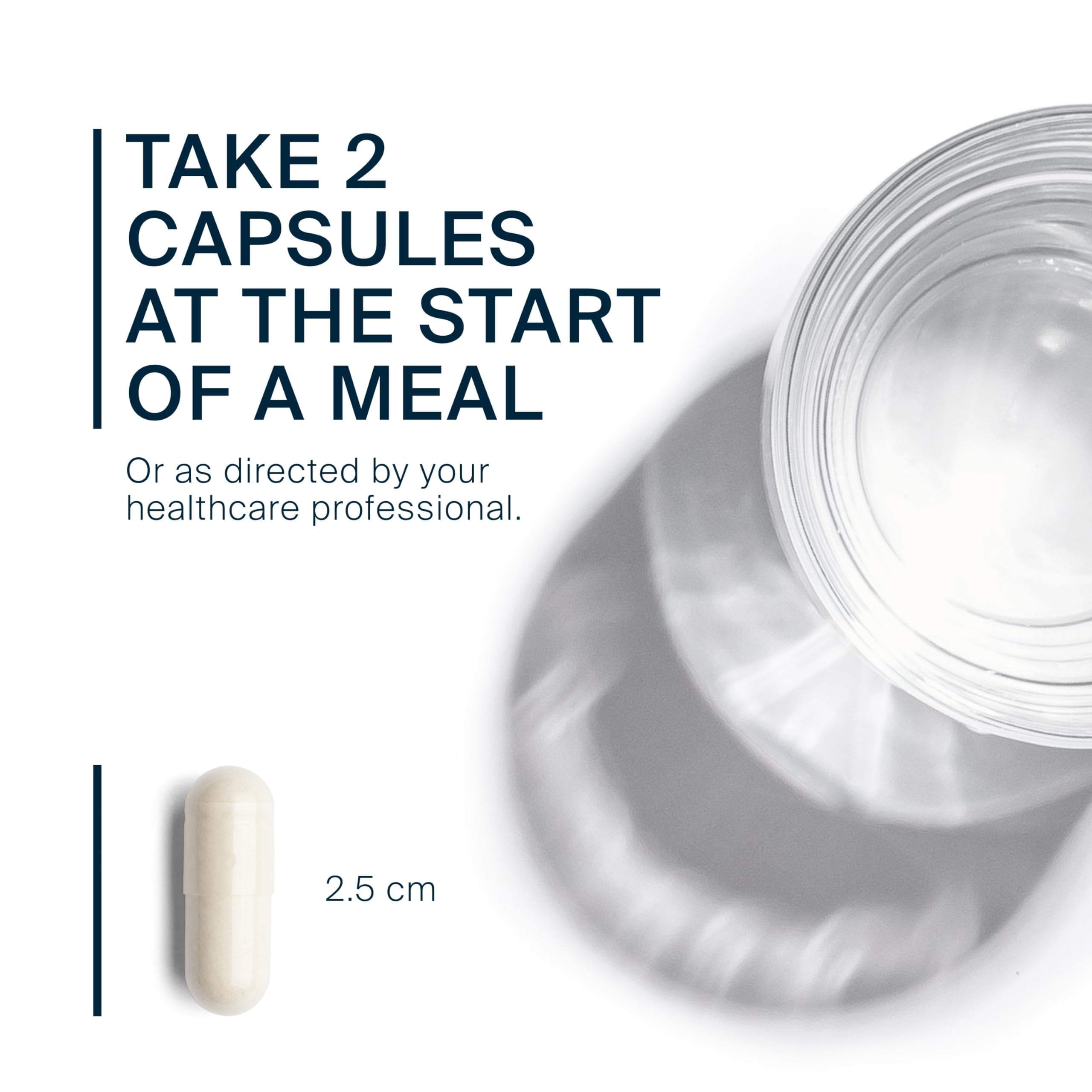 Vital Nutrients cápsula al lado de comida para uso con comidas