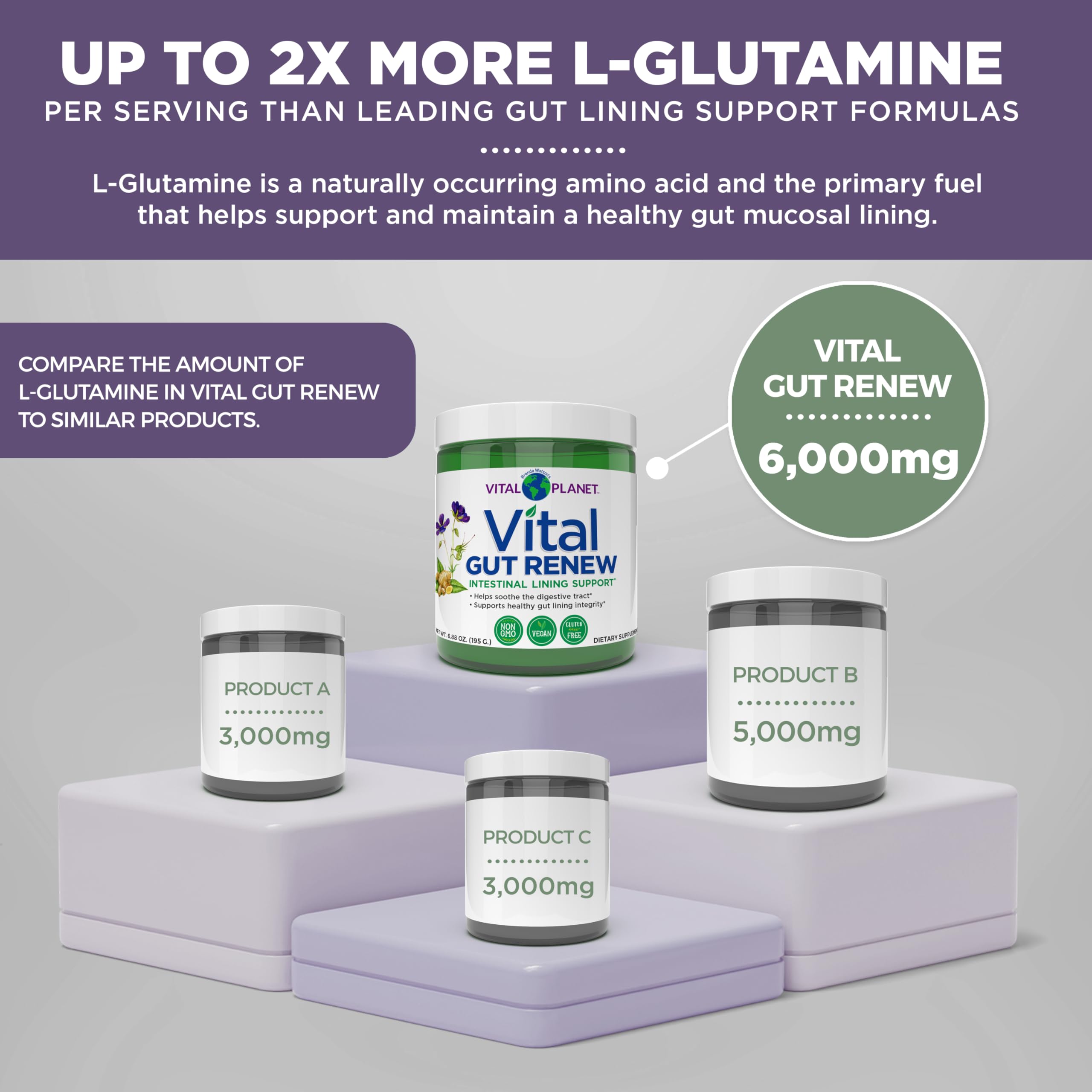 Vital Planet etiqueta con lista de ingredientes y certificaciones visibles