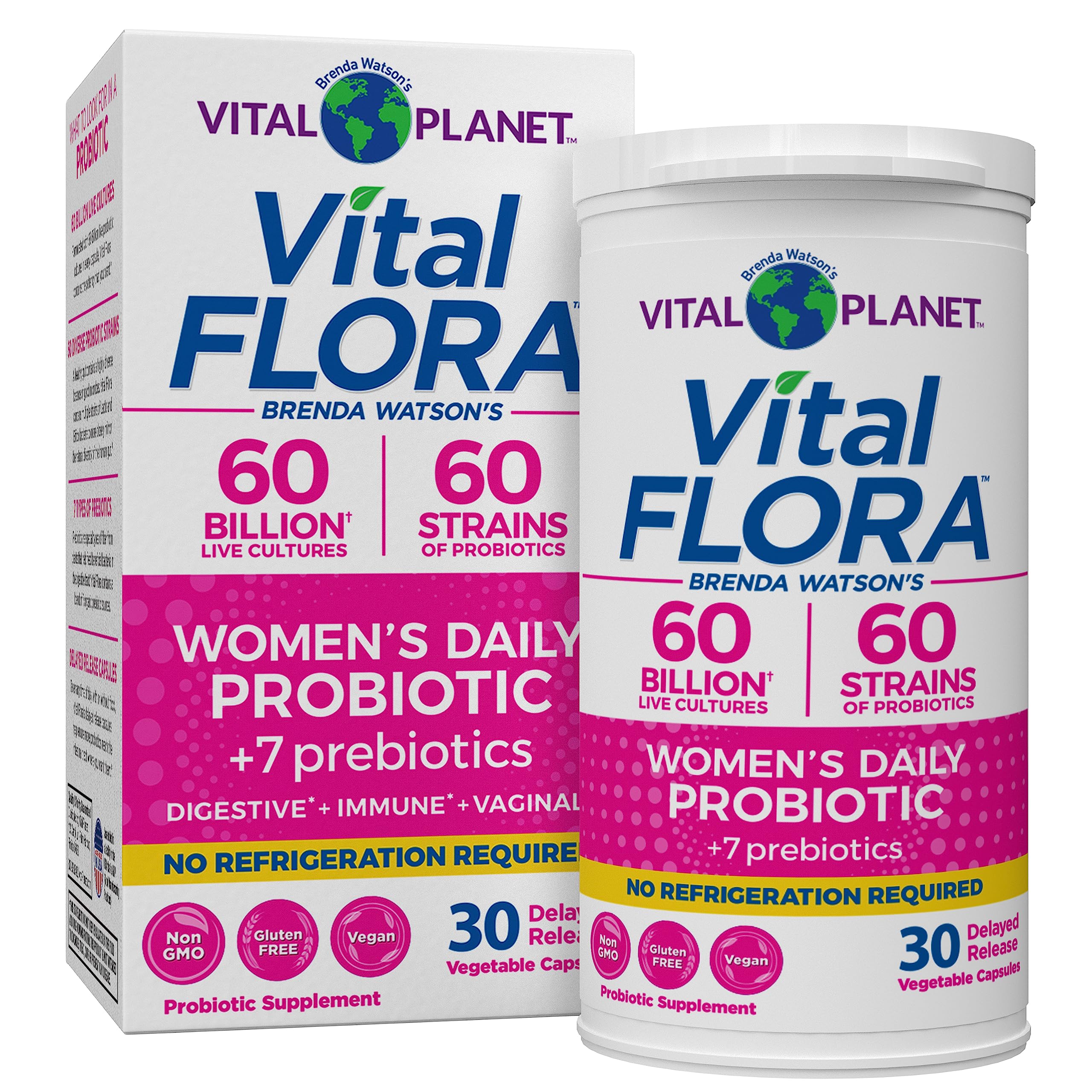 Vital Planet empaque frontal mostrando 60 billones UFC y 30 cápsulas, confianza diaria
