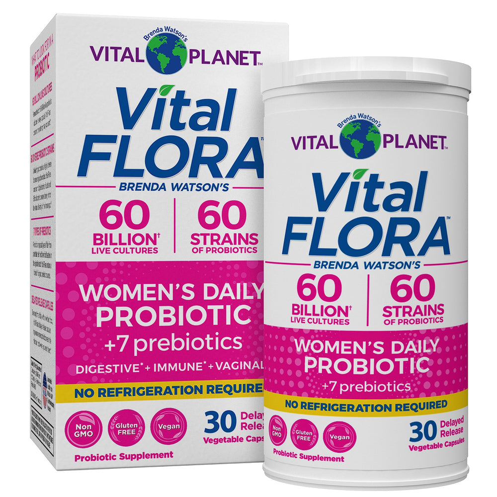 Vital Planet empaque frontal mostrando 60 billones UFC y 30 cápsulas, confianza diaria