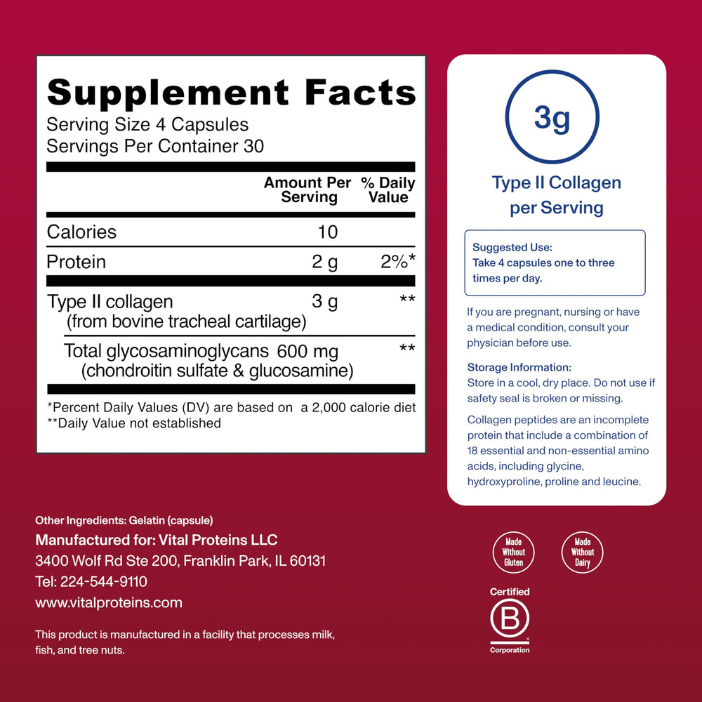 Vital Proteins lista de ingredientes y beneficios visibles en etiqueta