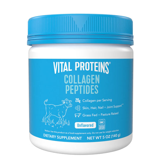 Vital Proteins collagen peptides unflavored canister ready to mix into coffee for daily wellness
