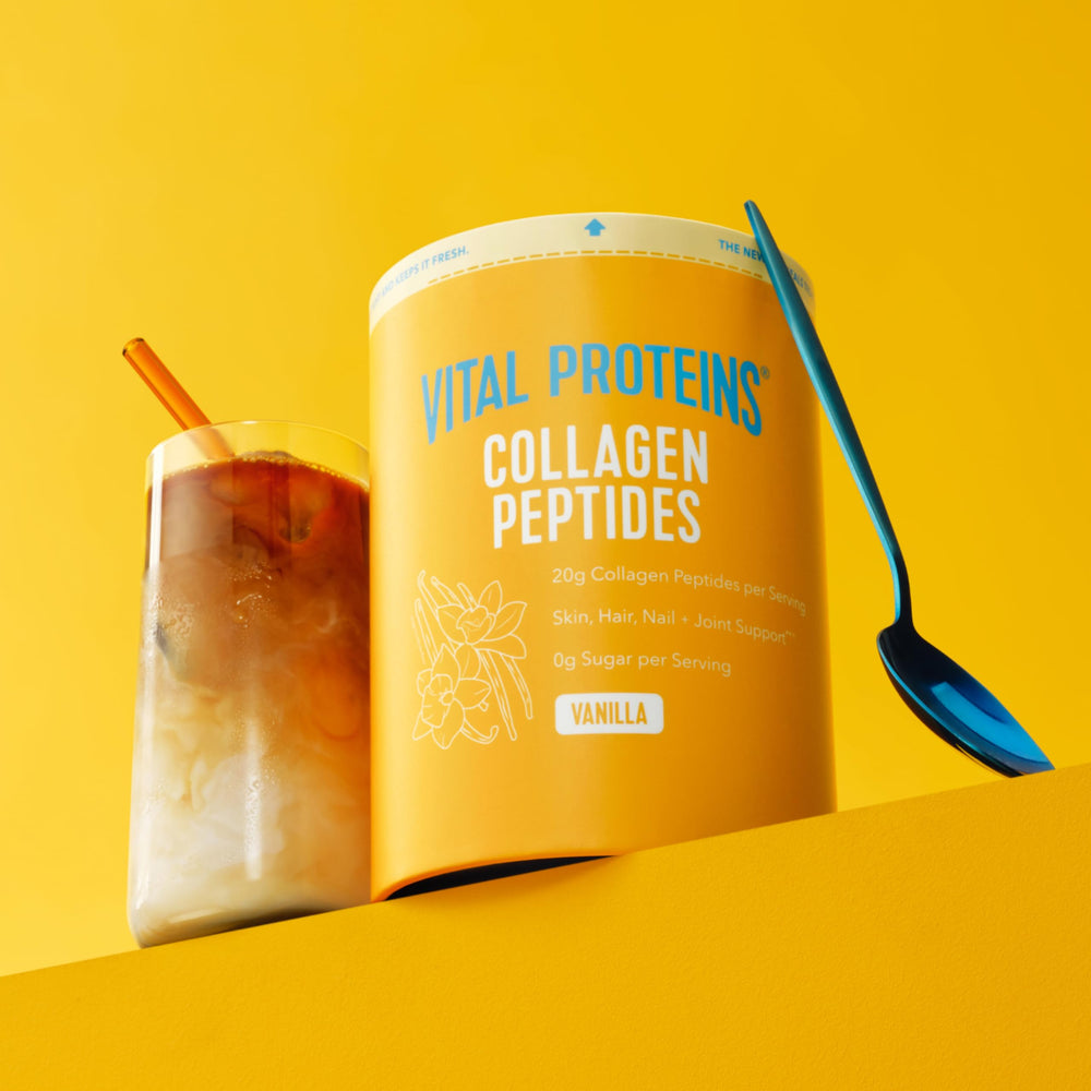 Vital Proteins textura del polvo de colágeno, aspecto fino y fácil mezcla