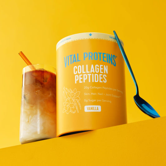 Vital Proteins textura del polvo de colágeno, aspecto fino y fácil mezcla