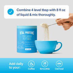 Vital Proteins disuelto en café demostrando mezcla sin grumos