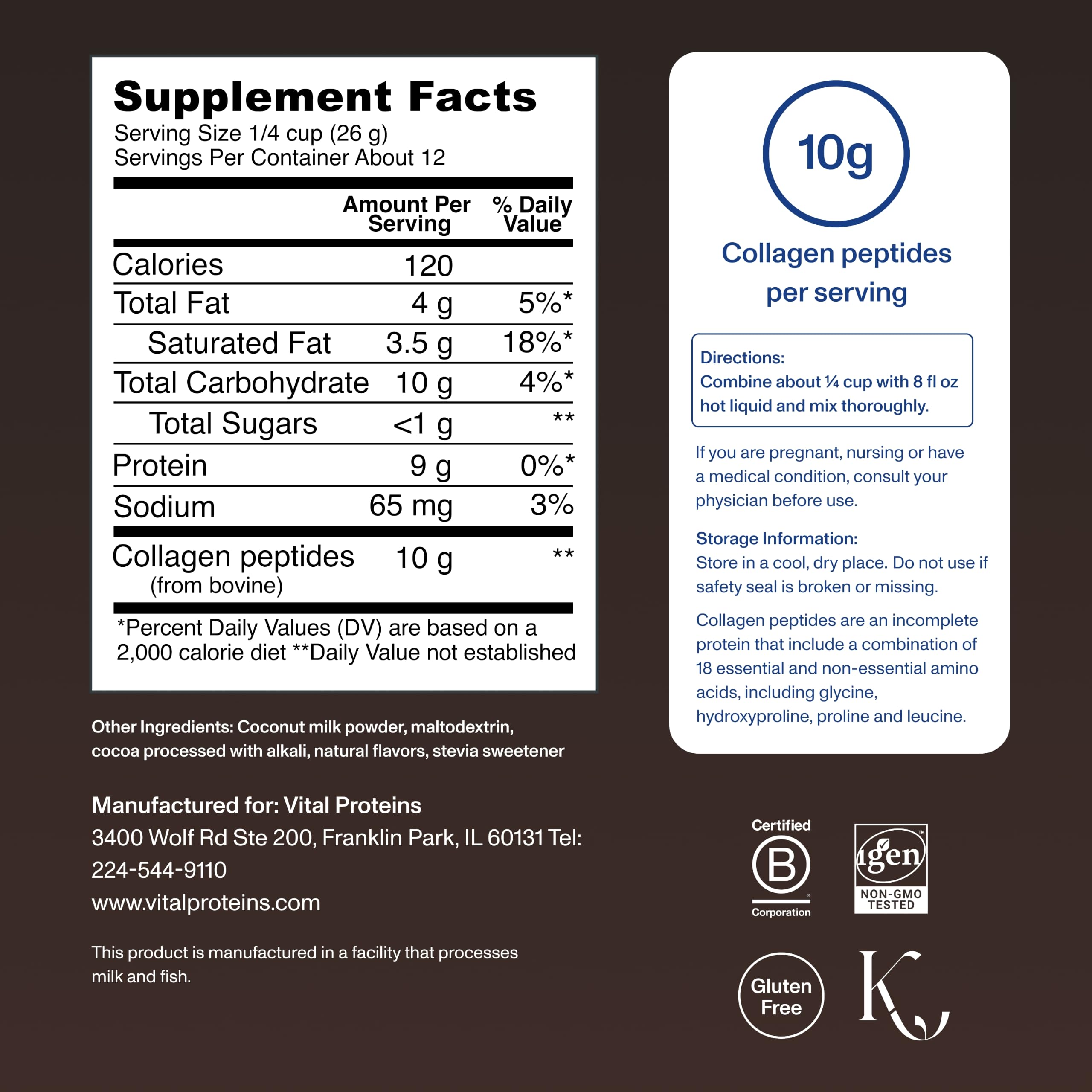 Taza de café con crema mocha Vital Proteins, sabor mejorado y cuerpo cremoso