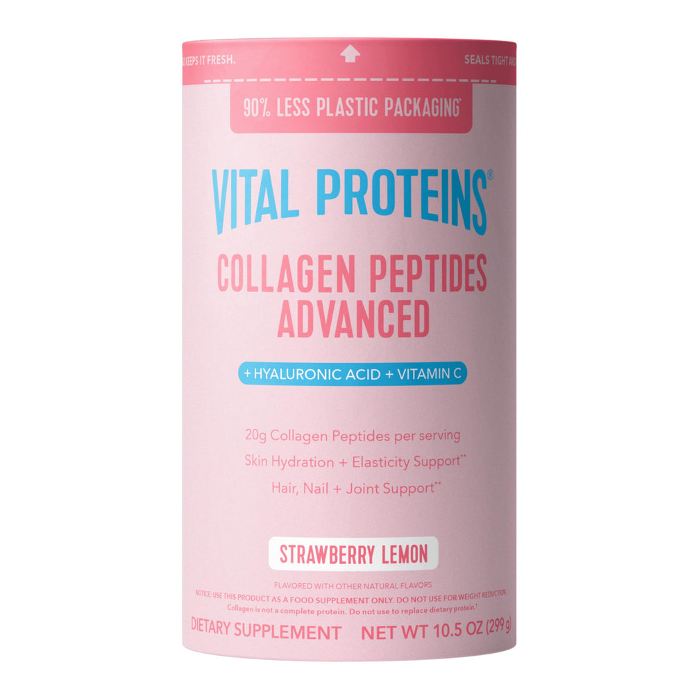 Vital Proteins envase frontal mostrando sabor fresa limón y beneficios