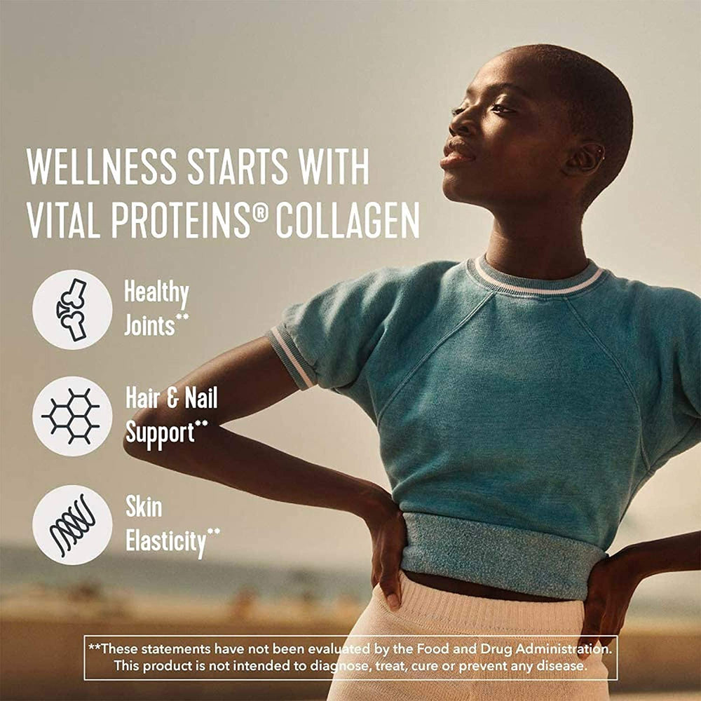 Vital Proteins etiqueta de ingredientes clara, origen bovino alimentado con pasto