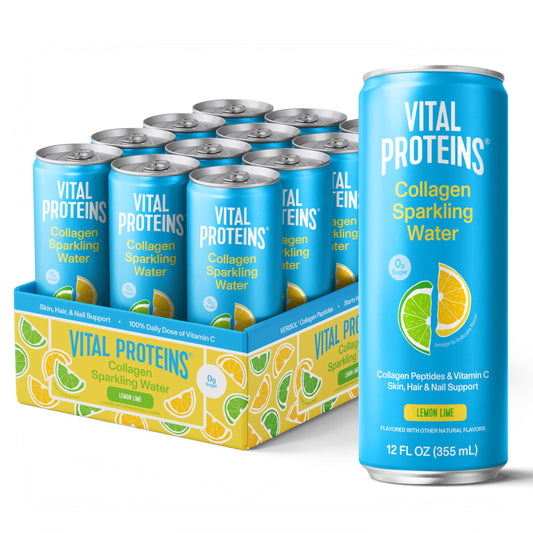 Vital Proteins lata delantera limón lima mostrando diseño y beneficio refrescante