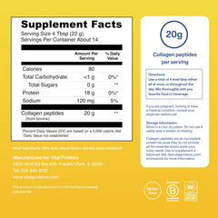 Vital Proteins cucharada medidora con porción de 20 g de péptidos