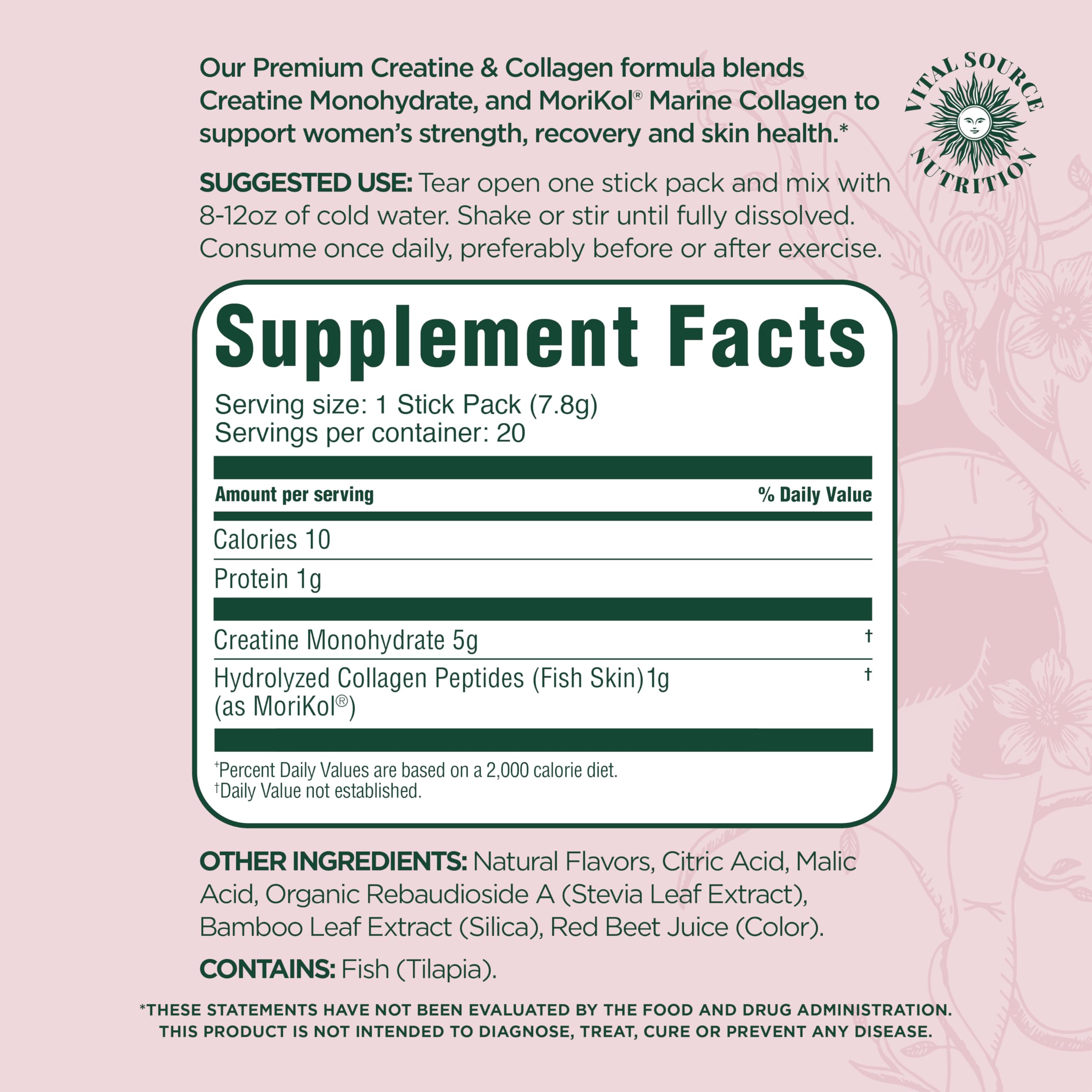 Vital Source Nutrition etiqueta con ingredientes, claridad y transparencia