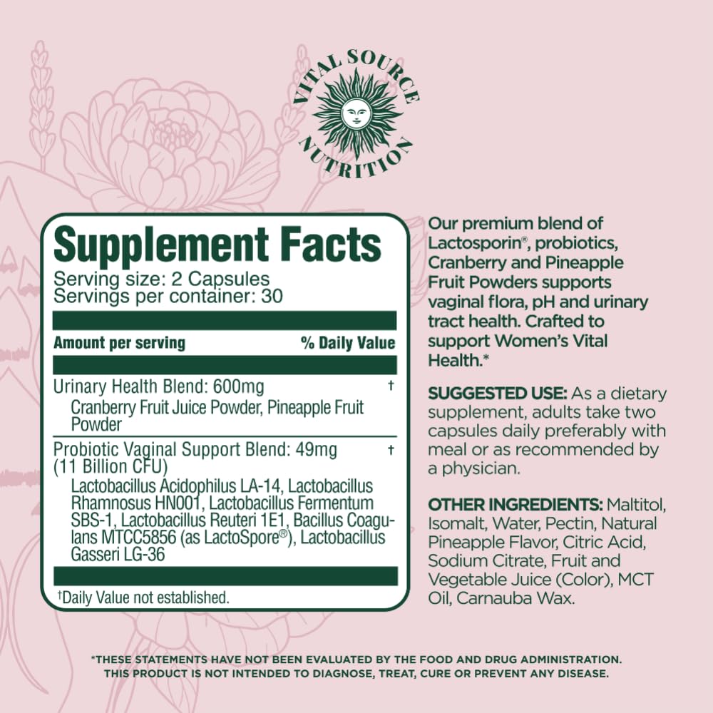 Vital Source Nutrition etiqueta con datos nutricionales y tranquilidad informada