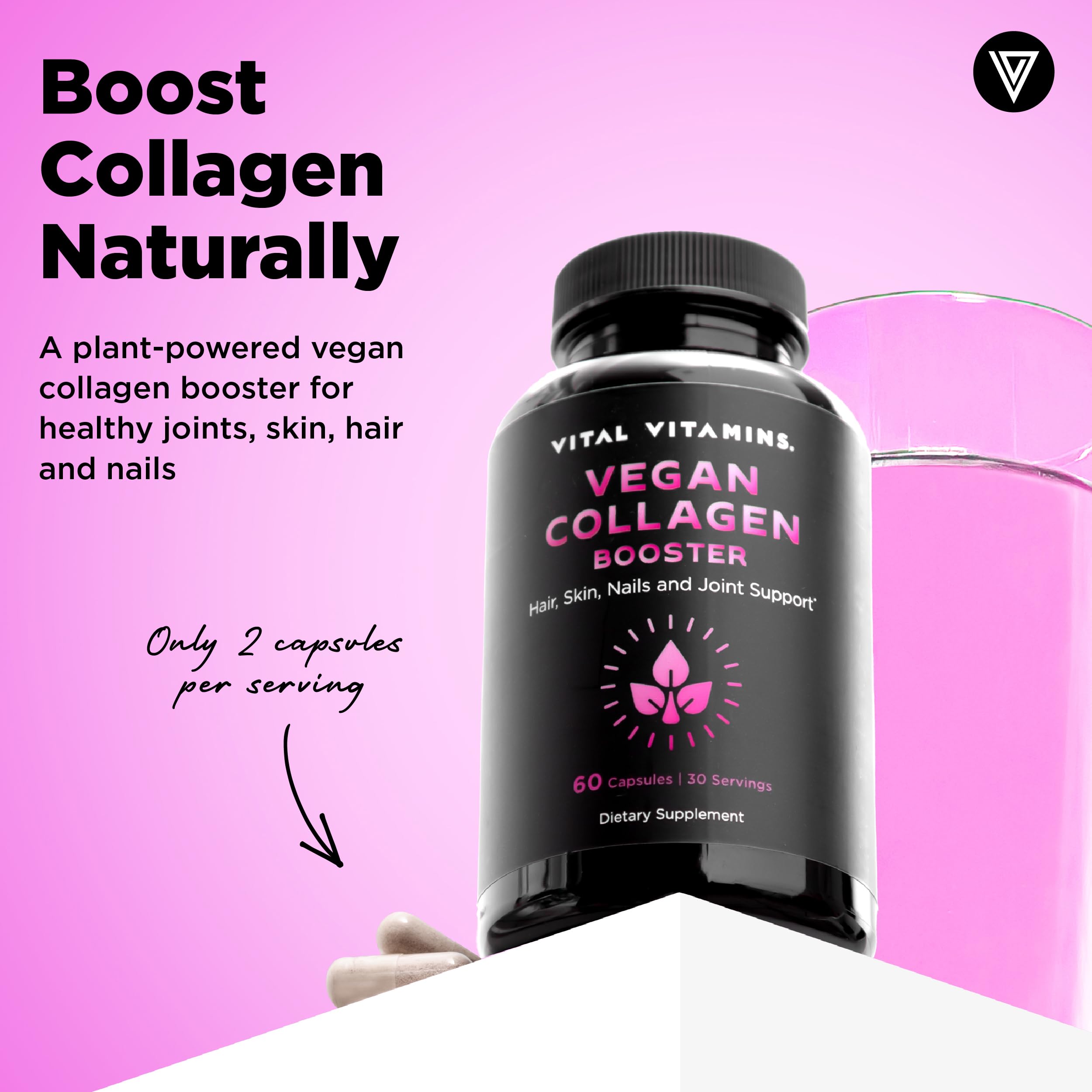 Vital Vitamins cápsula en primer plano, fácil de tragar