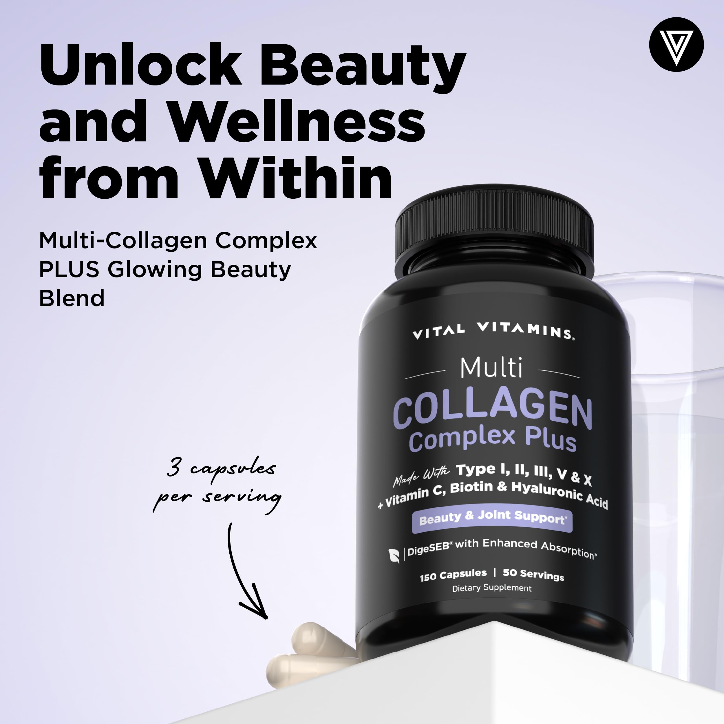 Vital Vitamins cápsulas detalle de textura que facilita la ingestión diaria