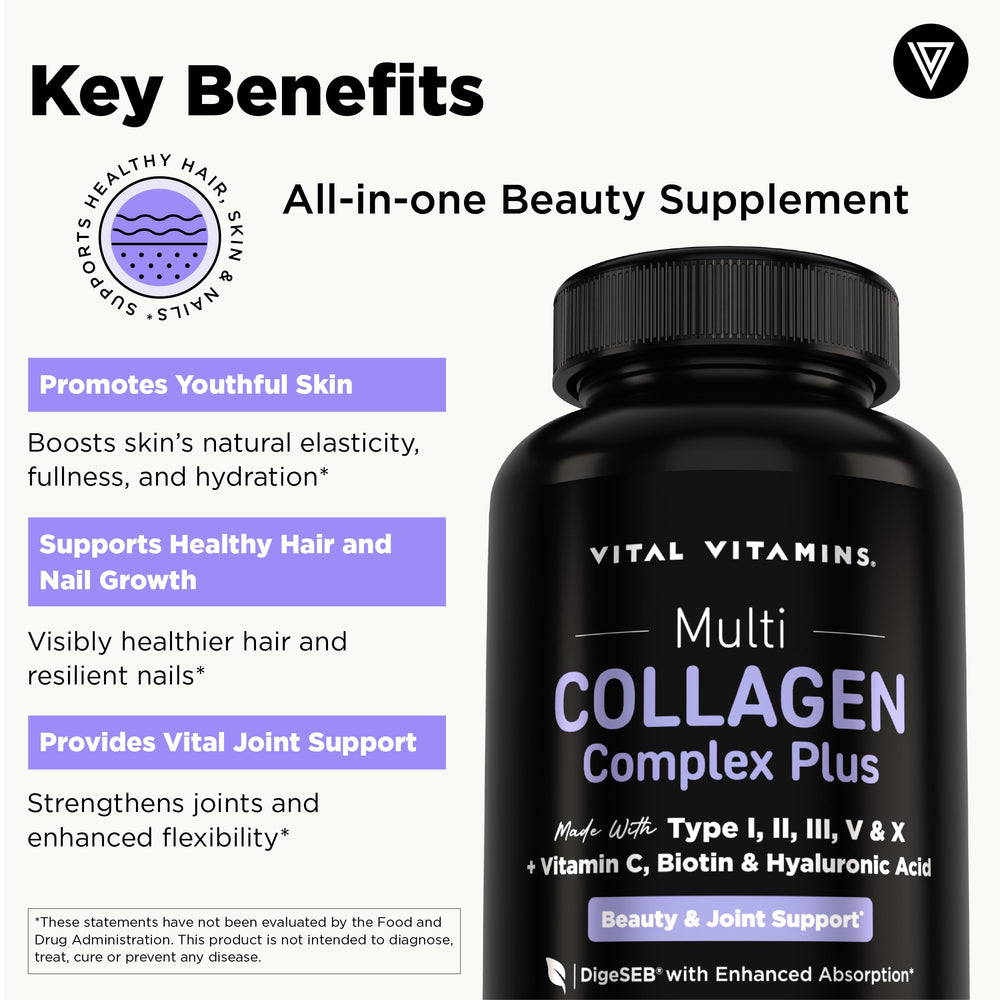 Vital Vitamins etiqueta con información de ingredientes clave