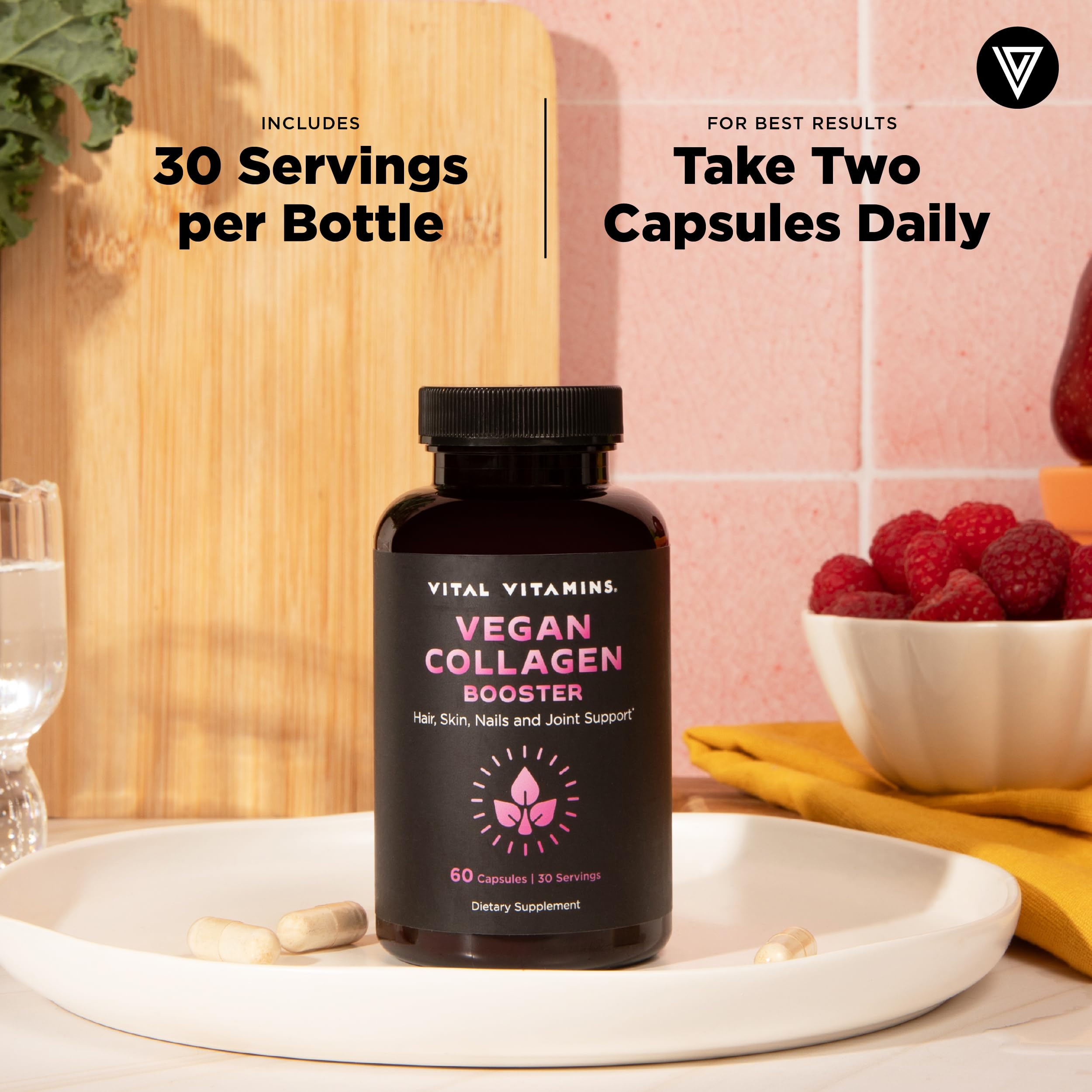 Vital Vitamins etiqueta nutricional con ingredientes y sin aditivos