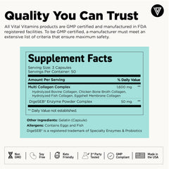 Vital Vitamins etiqueta nutricional con información transparente