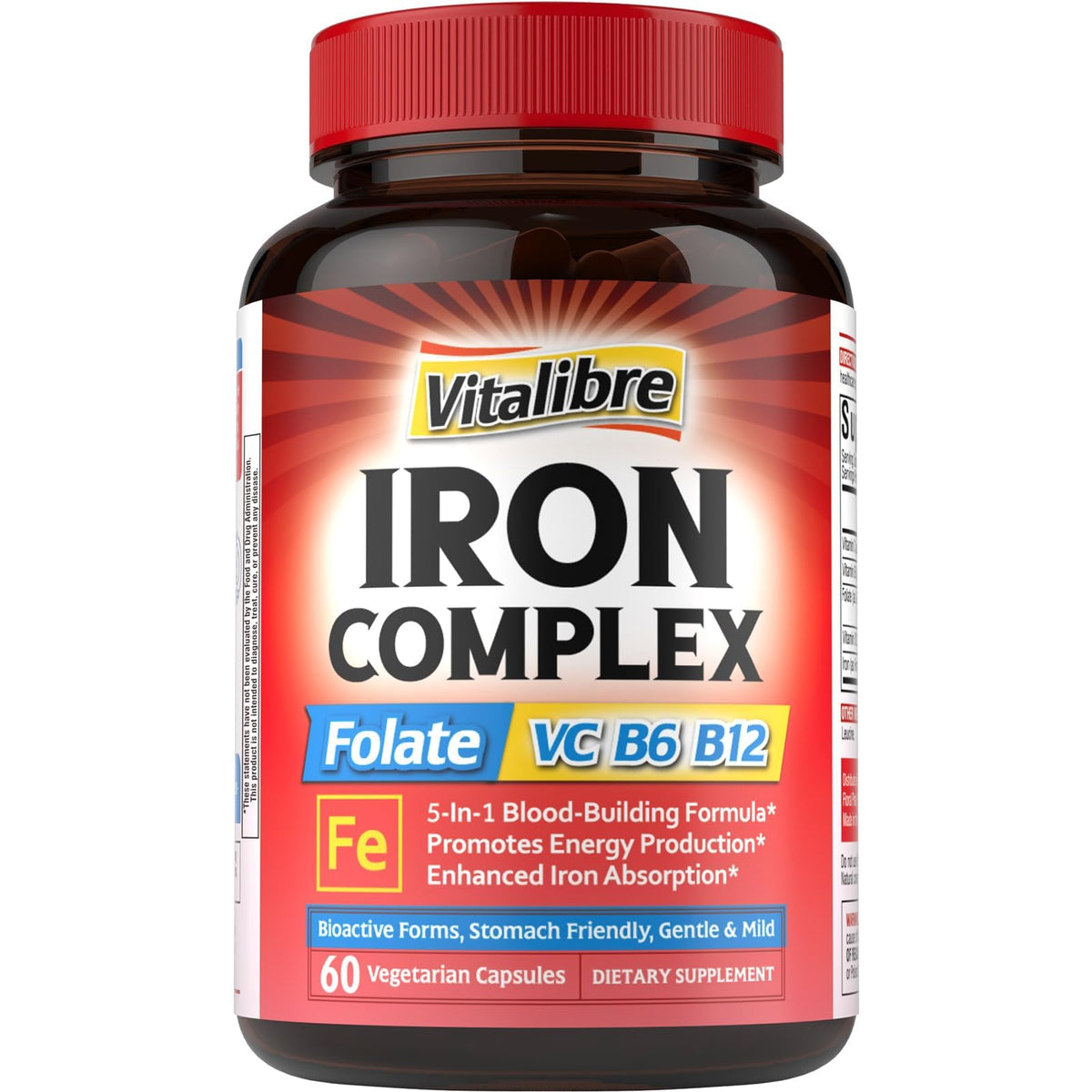 Vitalibre: frasco de hierro bisglicinato y cápsulas para absorción suave.