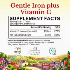 Vitalitown ingredientes con vitamina C y hierro en primer plano - absorción mejorada