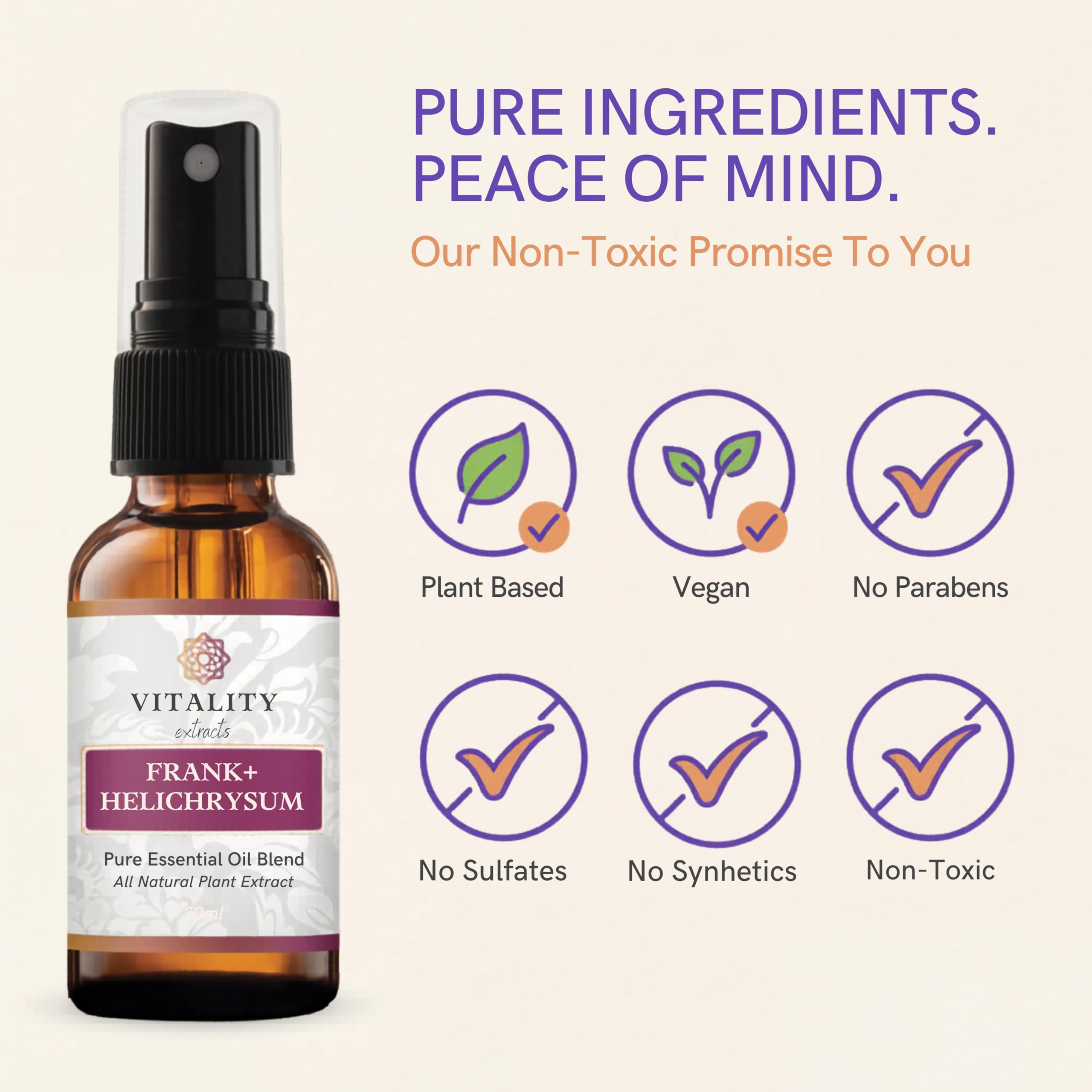 Vitality botella 30 ml junto a referencia de escala y portabilidad