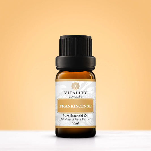 Vitality Frankincense Essential Oil in diffuser setup for calming aromatherapy.