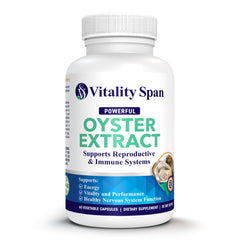 Vitality Span frasco delante mostrando diseño y cantidad del producto