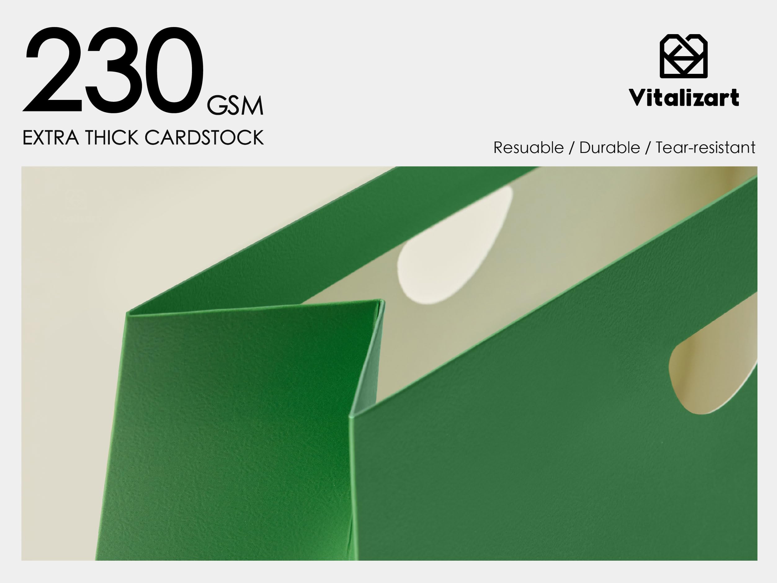 Vitalizart interior de la bolsa que destaca cartulina 230 gsm resistente