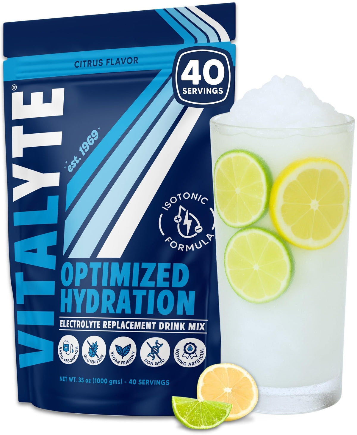 Vitalyte envase frontal Cool Citrus mostrando marca y tamaño para hidratación rápida