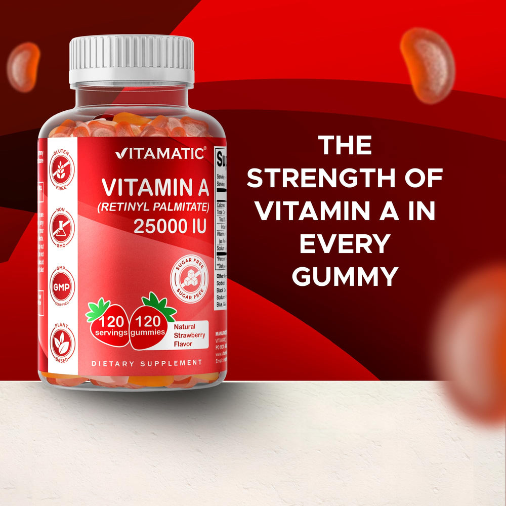 Frasco abierto con 120 gominolas Vitamatic que muestra suministro prolongado