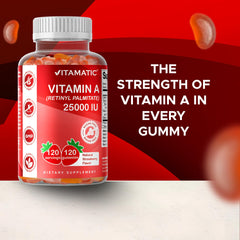 Frasco abierto con 120 gominolas Vitamatic que muestra suministro prolongado