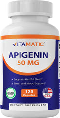 Vitamatic envase frontal mostrando apigenina 50 mg para elección informada