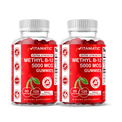 Vitamatic gomitas B12 sabor cereza natural para energía diaria.