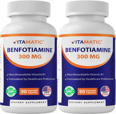 Vitamatic Benfotiamine 300 mg: cápsulas frente para uso diario y bienestar