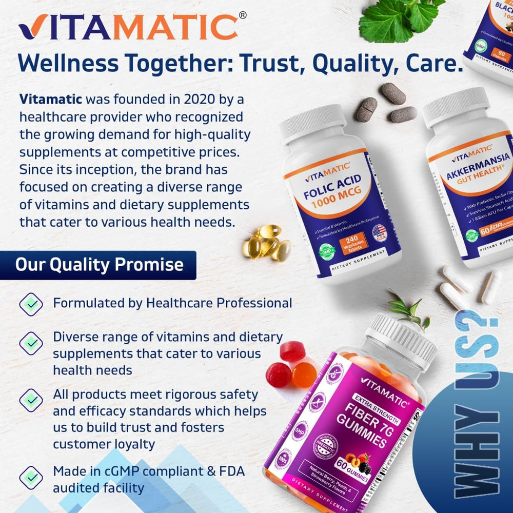 Vitamatic botella abierta mostrando múltiples comprimidos y suministro extendido