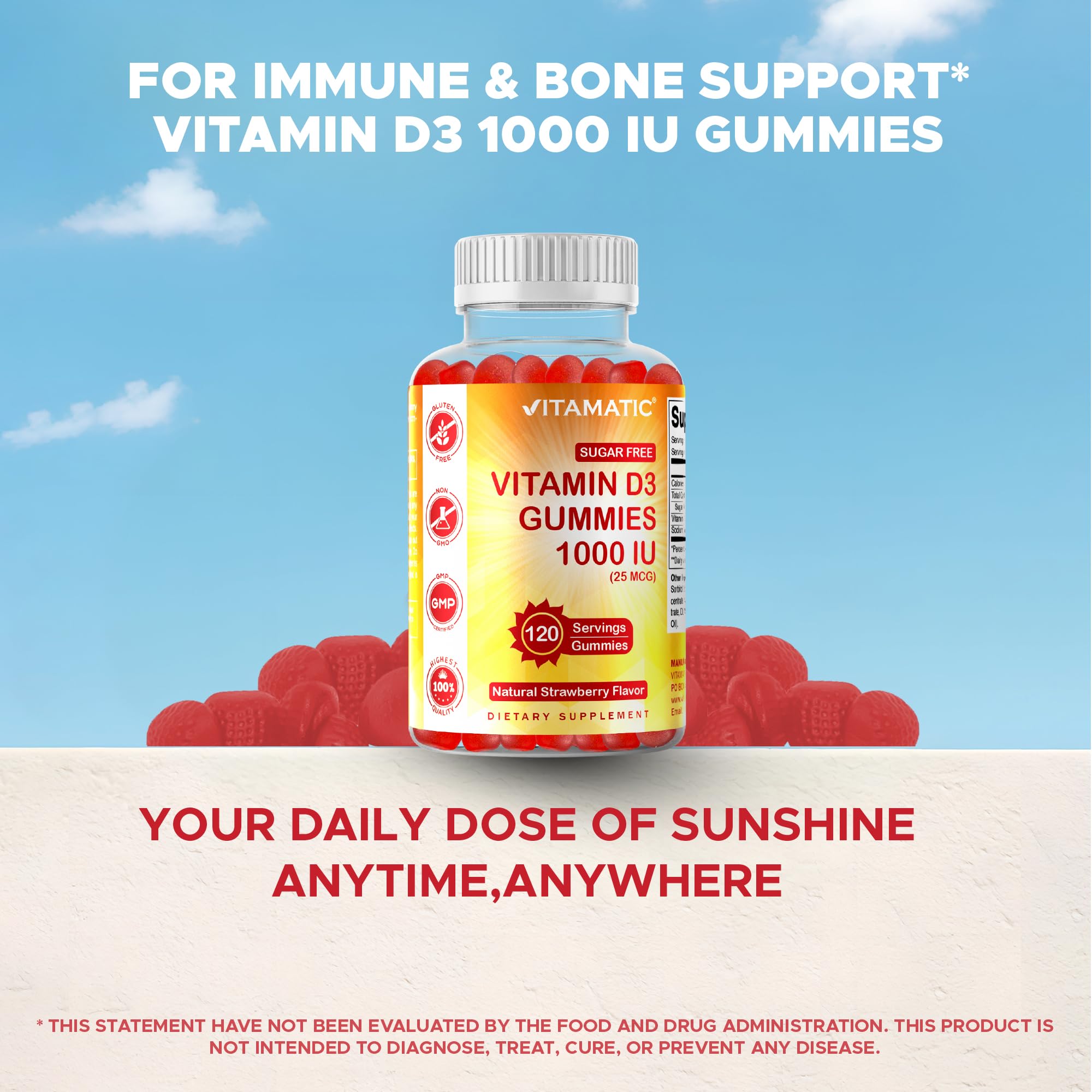 Vitamatic gomita junto a regla para visualizar tamaño real