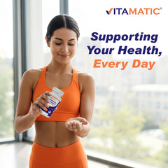 Vitamatic cápsula comparada con moneda muestra tamaño real