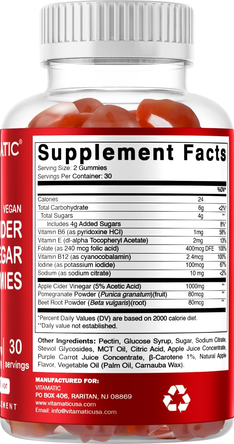 Vitamatic empaque con iconos GMP vegano y sin gluten certificados