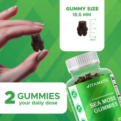 Vitamatic envase abierto con gomitas visibles, cómodo frasco para 30 días