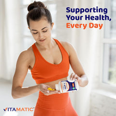 Vitamatic frasco en mesa de cocina estilo de vida y hábito saludable