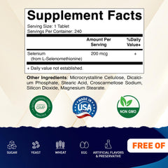 Vitamatic etiqueta con detalle de ingredientes y datos de selenometionina