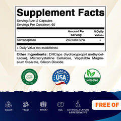 Vitamatic etiqueta en primer plano con información de 240,000 SPU y ingredientes clave