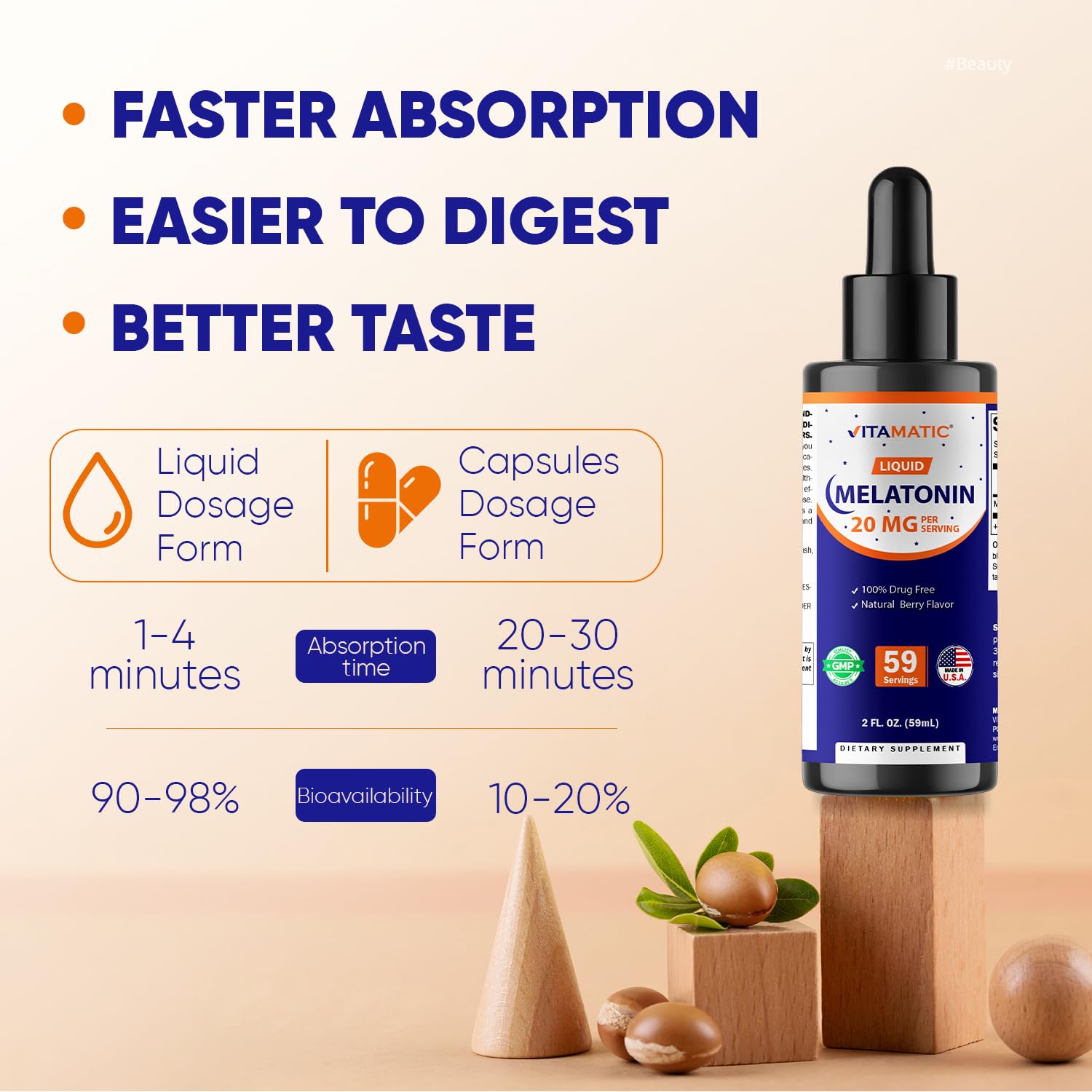 Vitamatic etiqueta con ingredientes y sello vegano, informa sin alérgenos