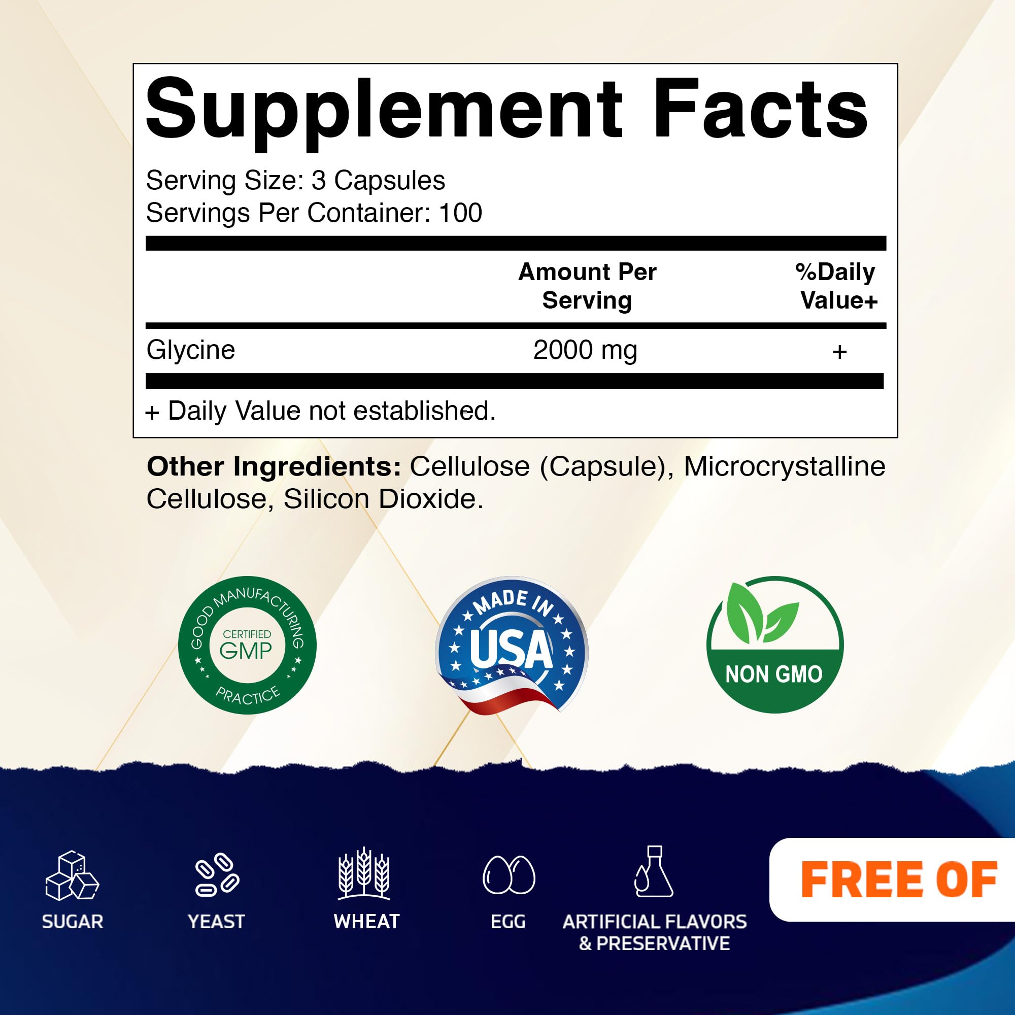Vitamatic etiqueta nutricional de cerca indicando dosis por porción y pureza
