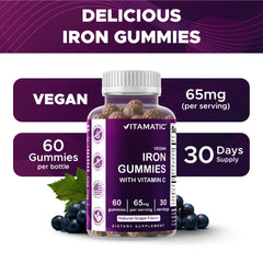 Vitamatic etiqueta nutricional detalle con hierro 65 mg y vitamina C