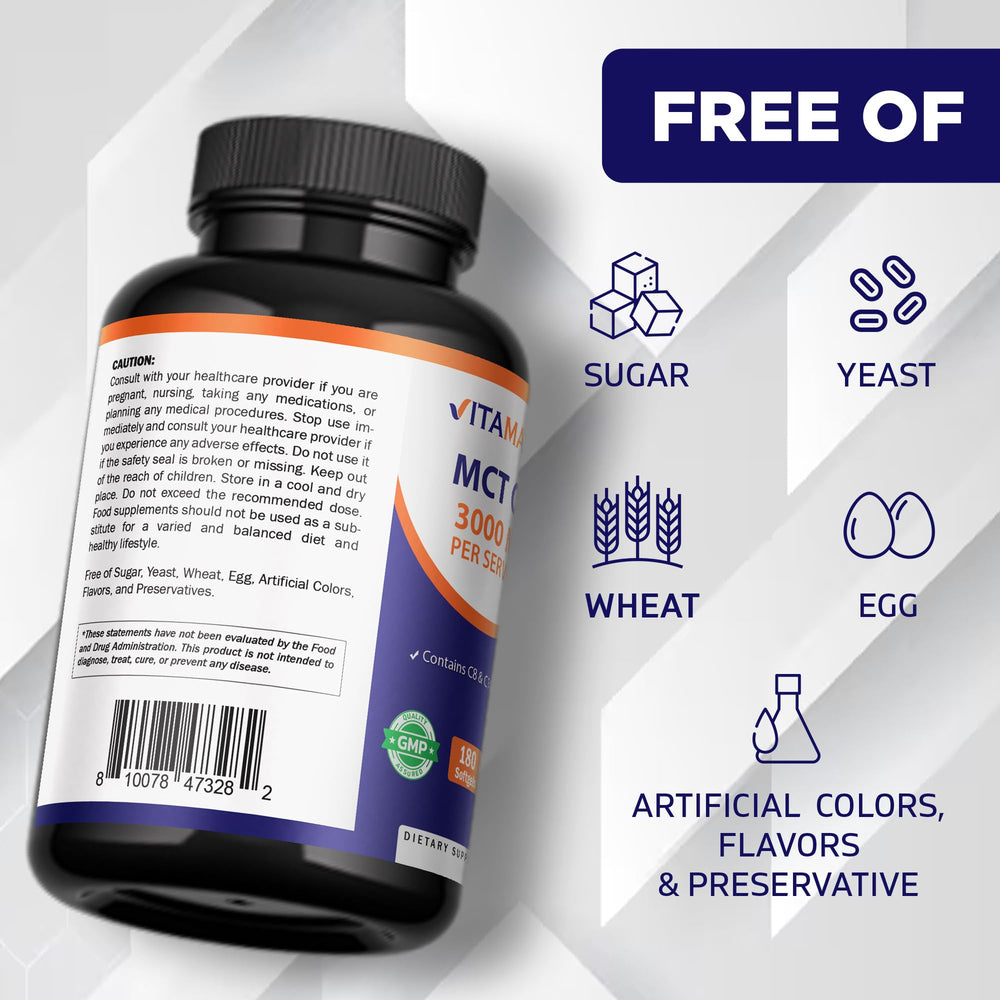 Vitamatic detalle de etiqueta nutricional con porcentajes C8 C10