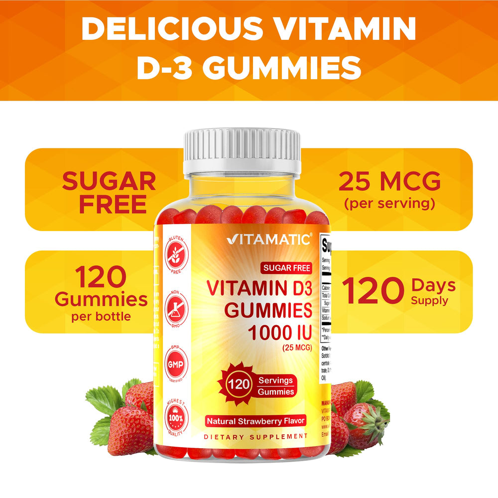 Vitamatic frasco abierto enseñando gomitas y lista de ingredientes limpios